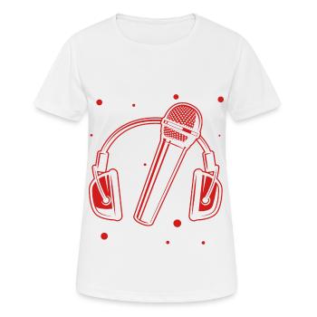 Musik - music - Sound - Kopfhörer - Mircrofon - Frauen T-Shirt atmungsaktiv - Weiß - Vorne - AI Model Female 172 dark (172cm)