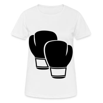 Boxhandschuhe - Frauen T-Shirt atmungsaktiv - Weiß - Vorne - AI Model Female 172 dark (172cm)