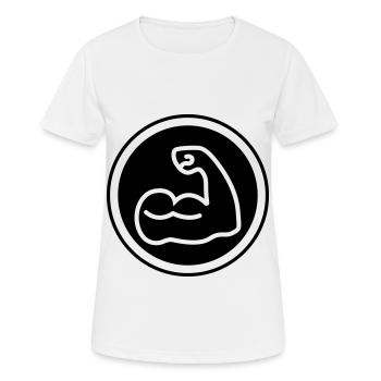 Icône d’haltère musculaire - T-shirt respirant Femme - blanc - Devant - AI Model Female 172 dark (172cm)