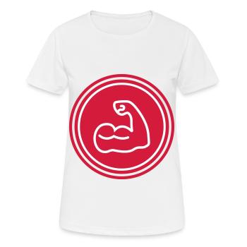 Icône d’haltère musculaire - T-shirt respirant Femme - blanc - Devant - AI Model Female 172 dark (172cm)