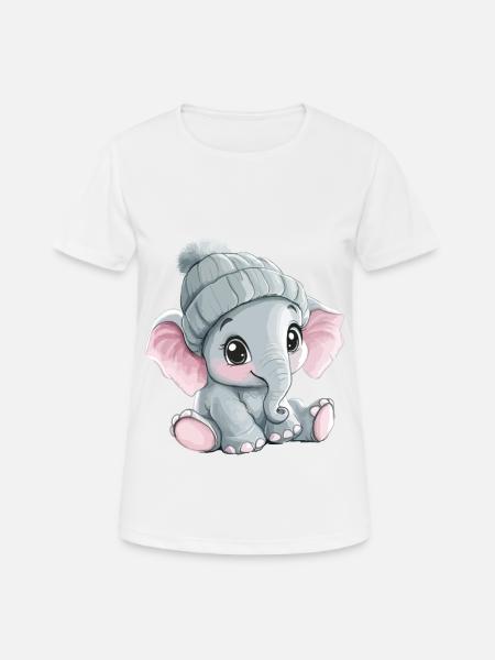 Elefant Süß Niedlich Baby Kinder Tier Cartoon - Frauen T-Shirt atmungsaktiv - Weiß