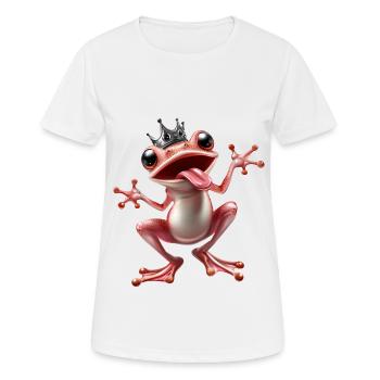 verrückte rosa Frosch Prinzessin mit Krone - Frauen T-Shirt atmungsaktiv - Weiß - Vorne - AI Model Female 172 dark (172cm)