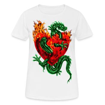 Fireheart Dragon Tatoo / Fire Heart Dragon Tattoo - Women's Breathable T-Shirt - white - Front - AI Model Female 172 dark (172cm)
