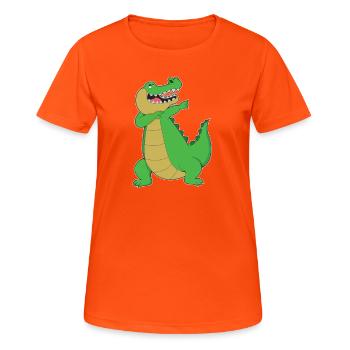 crocodile - T-shirt respirant Femme - orange néon - Devant - AI Model Female 172 dark (172cm)