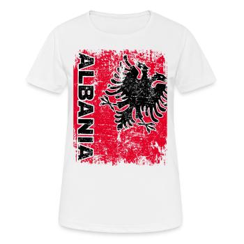 ALBANIEN FLAGGE - Albanische Fahne Doppel Adler - Frauen T-Shirt atmungsaktiv - Weiß - Vorne - AI Model Female 172 dark (172cm)