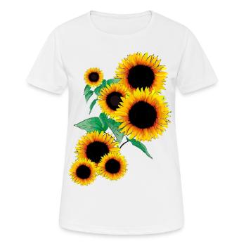Sonnenblumen - Frauen T-Shirt atmungsaktiv - Weiß - Vorne - AI Model Female 172 dark (172cm)