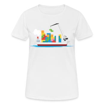 Frachtschiffe Blöcke Spielzeugschiffe Jungen - Frauen T-Shirt atmungsaktiv - Weiß - Vorne - AI Model Female 172 dark (172cm)