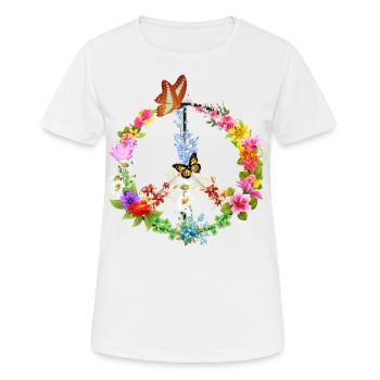 Peacezeichen Schmetterling - Frauen T-Shirt atmungsaktiv - Weiß - Vorne - AI Model Female 172 dark (172cm)