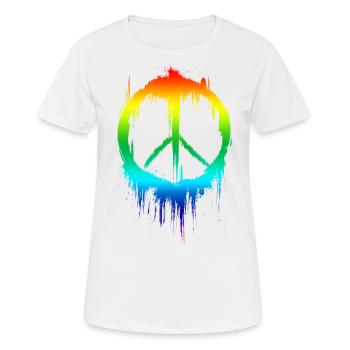 Friedenzeichen 70er - Frauen T-Shirt atmungsaktiv - Weiß - Vorne - AI Model Female 172 dark (172cm)