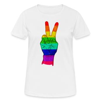 Arc-en-ciel de signe de paix - T-shirt respirant Femme - blanc - Devant - AI Model Female 172 dark (172cm)