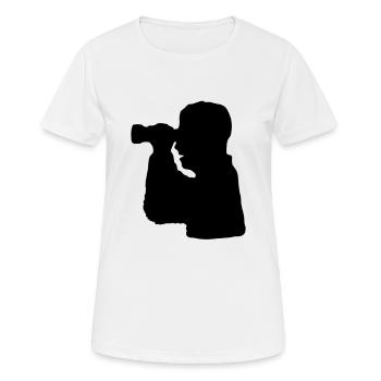 Fernglas Silhouette Beobachten - Frauen T-Shirt atmungsaktiv - Weiß - Vorne - AI Model Female 172 dark (172cm)