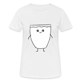 Verre - dessin - lait - T-shirt respirant Femme - blanc - Devant - AI Model Female 172 dark (172cm)