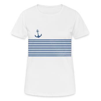 Ancre bande de régate nautique pour bateau capitaine - T-shirt respirant Femme - blanc - Devant - AI Model Female 172 dark (172cm)