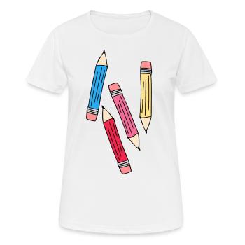 des crayons - T-shirt respirant Femme - blanc - Devant - AI Model Female 172 dark (172cm)