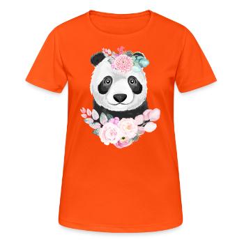 Panda Flower - Frauen T-Shirt atmungsaktiv - Neonorange - Vorne - AI Model Female 172 dark (172cm)