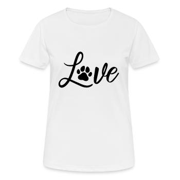 love, Hundeliebe, Pfote - Frauen T-Shirt atmungsaktiv - Weiß - Vorne - AI Model Female 172 dark (172cm)