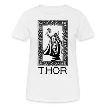 Thor and Mjolnir Viking Norse Cosmology - Women's Breathable T-Shirt - white - Front - AI Model Female 172 dark (172cm)