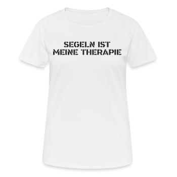 Segeln - Segeln ist meine Therapie - Frauen T-Shirt atmungsaktiv - Weiß - Vorne - AI Model Female 172 dark (172cm)