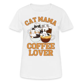 Kaffee Katze kawaii Kaffee und Katzen Liebhaber - Frauen T-Shirt atmungsaktiv - Weiß - Vorne - AI Model Female 172 dark (172cm)