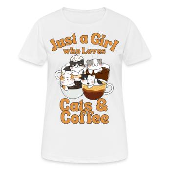 Kaffee Katze kawaii Kaffee und Katzen Liebhaber - Frauen T-Shirt atmungsaktiv - Weiß - Vorne - AI Model Female 172 dark (172cm)