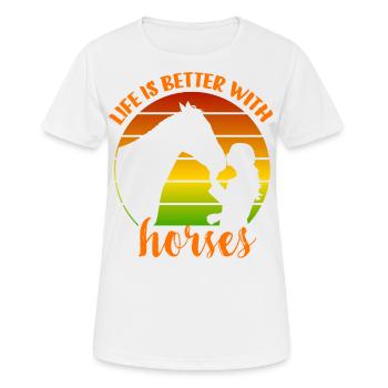 Das Leben ist besser mit Pferden - Frauen T-Shirt atmungsaktiv - Weiß - Vorne - AI Model Female 172 dark (172cm)