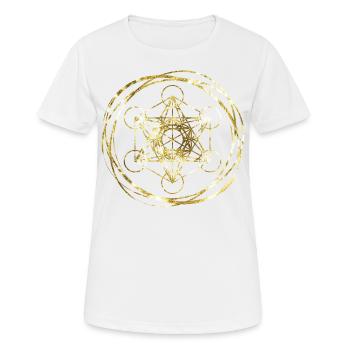 Metatrons Cube Gold heilige Geometrie - Frauen T-Shirt atmungsaktiv - Weiß - Vorne - AI Model Female 172 dark (172cm)