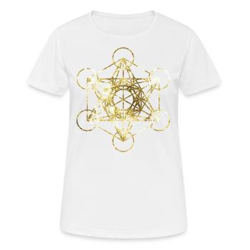 Metatrons Cube Gold heilige Geometrie - Frauen T-Shirt atmungsaktiv - Weiß - Vorne - AI Model Female 172 dark (172cm)