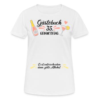 35 Geburtstag Gästebuch - Frauen T-Shirt atmungsaktiv - Weiß - Vorne - AI Model Female 172 dark (172cm)