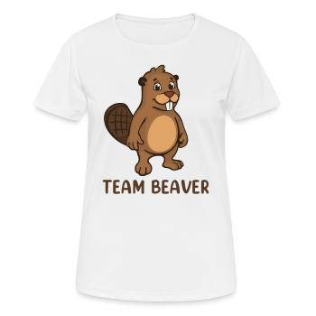 Team Beaver - Frauen T-Shirt atmungsaktiv - Weiß - Vorne - AI Model Female 172 dark (172cm)