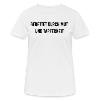 Feuerwehr - Gerettet durch Mut und Tapferkeit - Frauen T-Shirt atmungsaktiv - Weiß - Vorne - AI Model Female 172 dark (172cm)