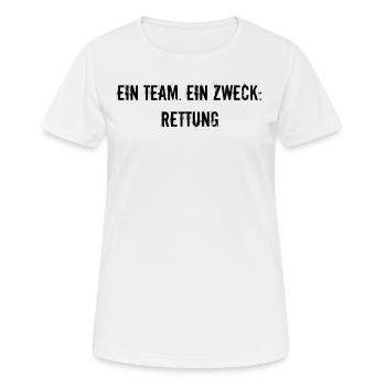 Feuerwehr - Ein Team. Ein Zweck: Rettung - Frauen T-Shirt atmungsaktiv - Weiß - Vorne - AI Model Female 172 dark (172cm)