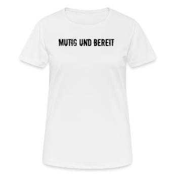 Feuerwehr - Mutig und bereit - Frauen T-Shirt atmungsaktiv - Weiß - Vorne - AI Model Female 172 dark (172cm)