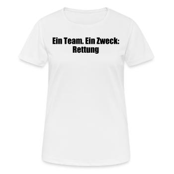 Feuerwehr - Ein Team. Ein Zweck: Rettung - Frauen T-Shirt atmungsaktiv - Weiß - Vorne - AI Model Female 172 dark (172cm)