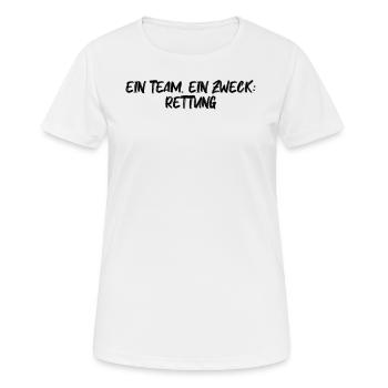 Feuerwehr - Ein Team. Ein Zweck: Rettung - Frauen T-Shirt atmungsaktiv - Weiß - Vorne - AI Model Female 172 dark (172cm)
