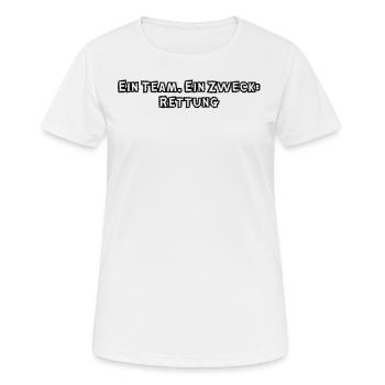 Feuerwehr - Ein Team. Ein Zweck: Rettung - Frauen T-Shirt atmungsaktiv - Weiß - Vorne - AI Model Female 172 dark (172cm)