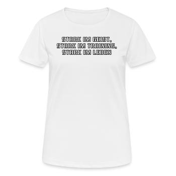Fitness - Fort dans l’, fort dans l’entraînement, - T-shirt respirant Femme - blanc - Devant - AI Model Female 172 dark (172cm)