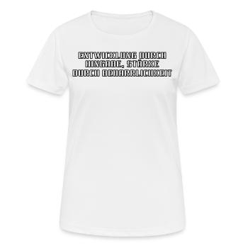 Fitness - development through dedication, strength through - Women's Breathable T-Shirt - white - Front - AI Model Female 172 dark (172cm)