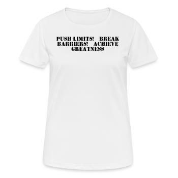Fitness - Push limits, break barriers, achieve - Women's Breathable T-Shirt - white - Front - AI Model Female 172 dark (172cm)