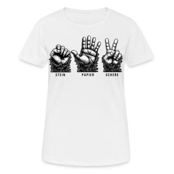 Stein Papier Schere - Frauen T-Shirt atmungsaktiv - Weiß - Vorne - AI Model Female 172 dark (172cm)