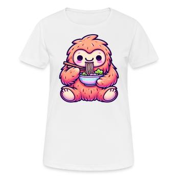 Kawaii Ramen Bigfoot Japanese Noodles Bowl - Women's Breathable T-Shirt - white - Front - AI Model Female 172 dark (172cm)