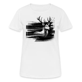 Hirschbock Ink Art - Women's Breathable T-Shirt - white - Front - AI Model Female 172 dark (172cm)