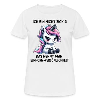 Einhorn Persönlichkeit - Frauen T-Shirt atmungsaktiv - Weiß - Vorne - AI Model Female 172 dark (172cm)