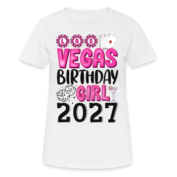 Fille d’anniversaire de Vegas 2027 - T-shirt respirant Femme - blanc - Devant - AI Model Female 172 dark (172cm)