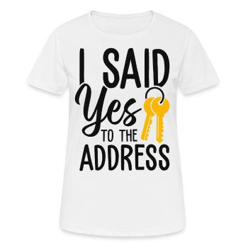 J’ai dit à l’adresse - T-shirt respirant Femme - blanc - Devant - AI Model Female 172 dark (172cm)