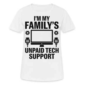 Le support technique non rémunéré de I’m My Family - T-shirt respirant Femme - blanc - Devant - AI Model Female 172 dark (172cm)
