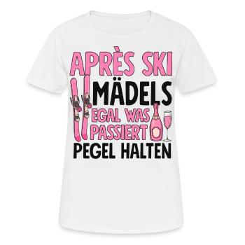 Les filles d’après-ski peu importe ce qui se passe Maintenir les niveaux - T-shirt respirant Femme - blanc - Devant - AI Model Female 172 dark (172cm)