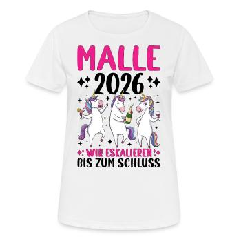 Malle 2026 We escalate to the end - Women's Breathable T-Shirt - white - Front - AI Model Female 172 dark (172cm)
