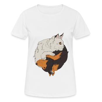 Hund Katze Ying Yang - Frauen T-Shirt atmungsaktiv - Weiß - Vorne - AI Model Female 172 dark (172cm)