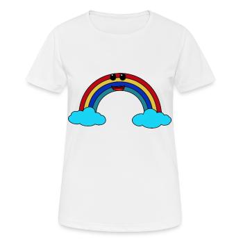 Happy Regenbogen bunt Farben Kinder Baby Kleinkind - Frauen T-Shirt atmungsaktiv - Weiß - Vorne - AI Model Female 172 dark (172cm)