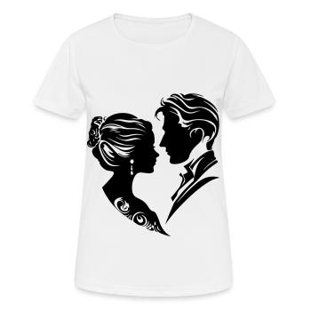 Married Couple Wedding Silhouette - Women's Breathable T-Shirt - white - Front - AI Model Female 172 dark (172cm)